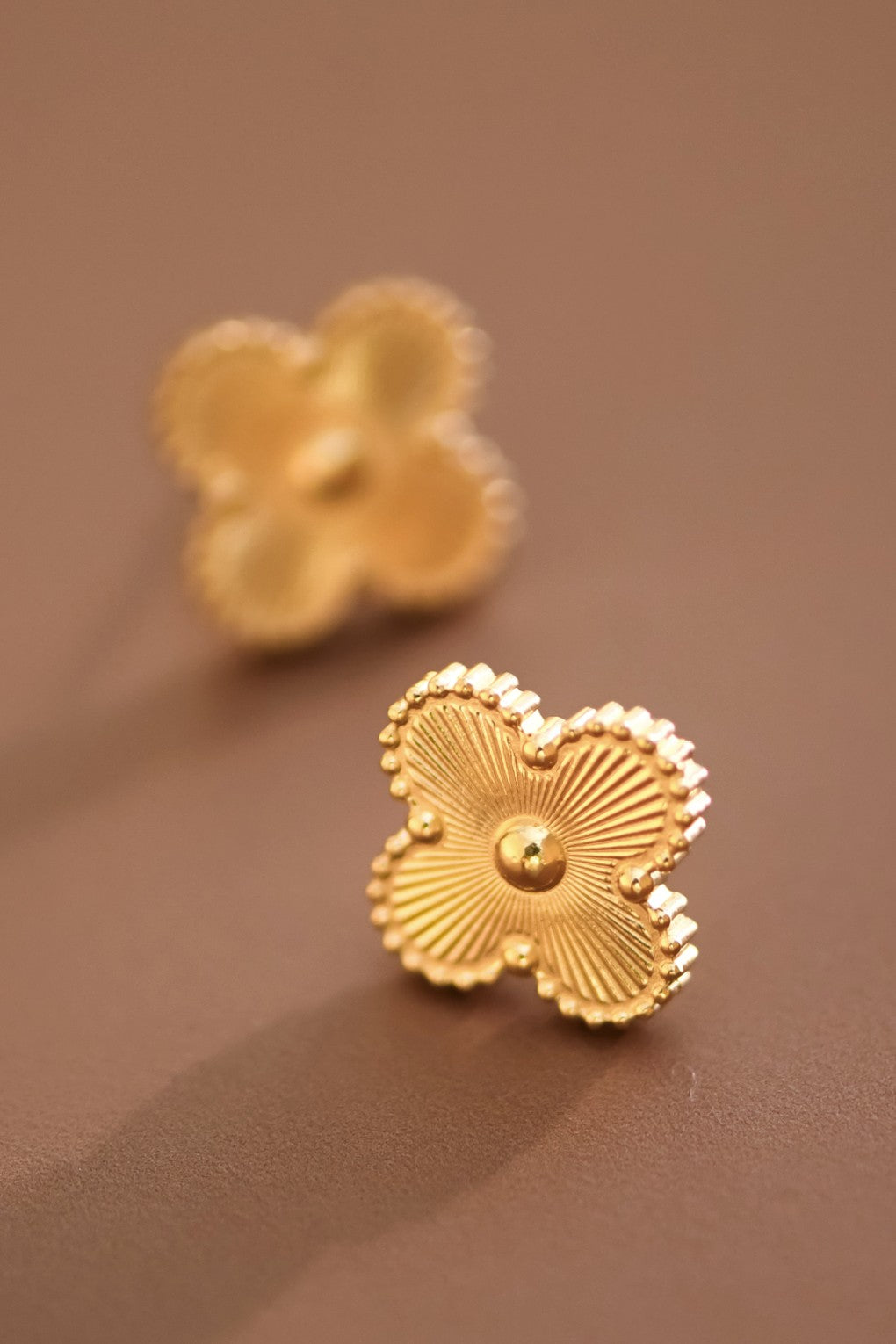 18K Waterproof Stainless Steel Clover Studs