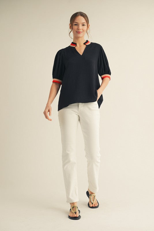 Contrast Accent Solid Top