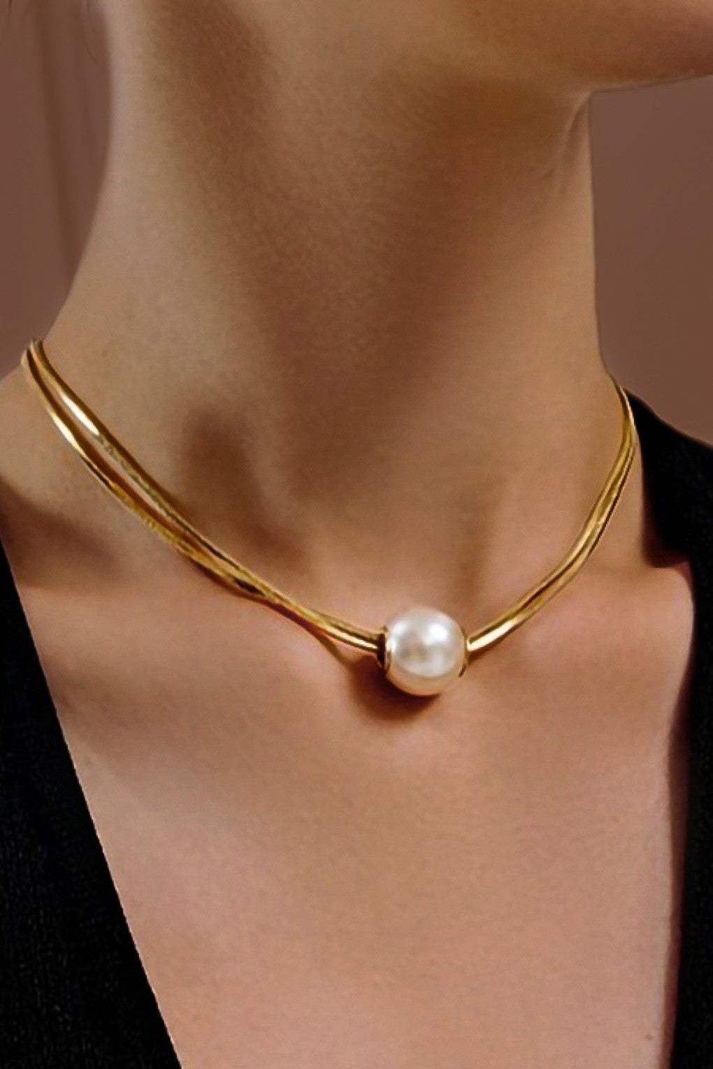 18K Waterproof Stainless Steel Drop Pearl Necklace