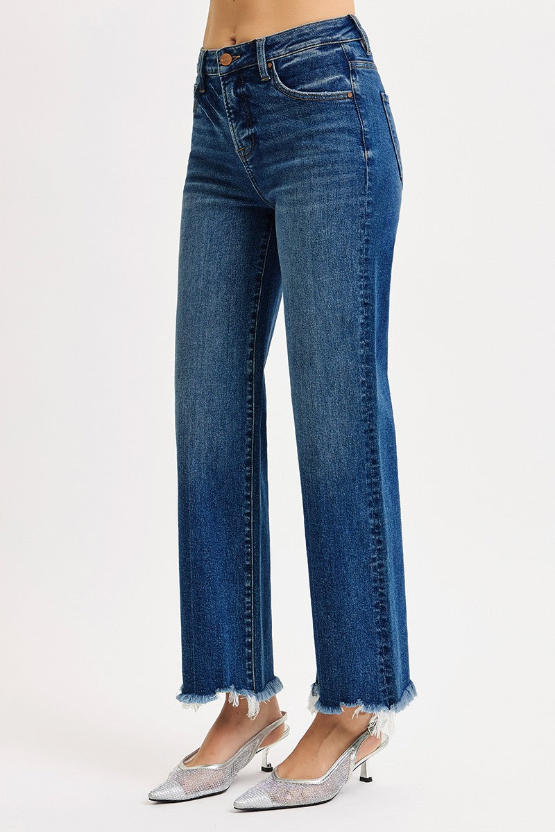 Risen - Tummy Control High Rise Ankle Straight Jeans