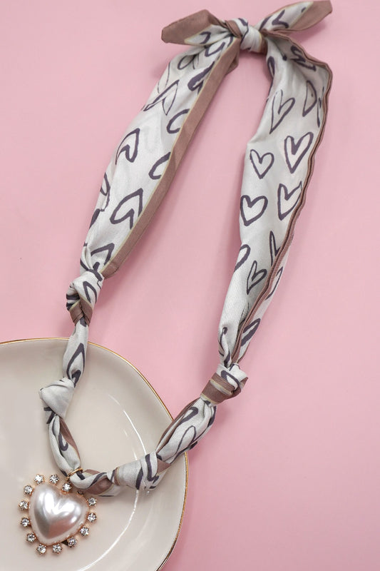 Handmade Pearl Heart Scarf Necklace