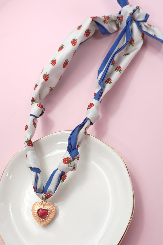 Handmade Red Heart Scarf Necklace