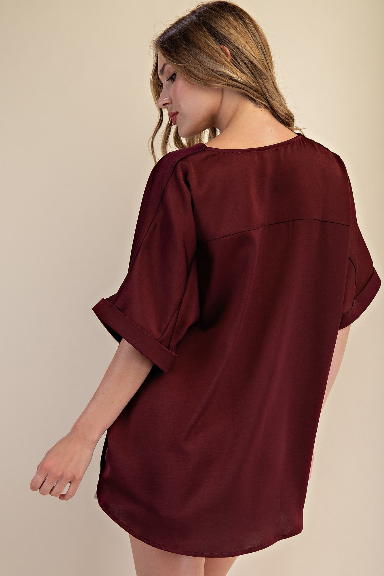 V-Neck High Low Blouse