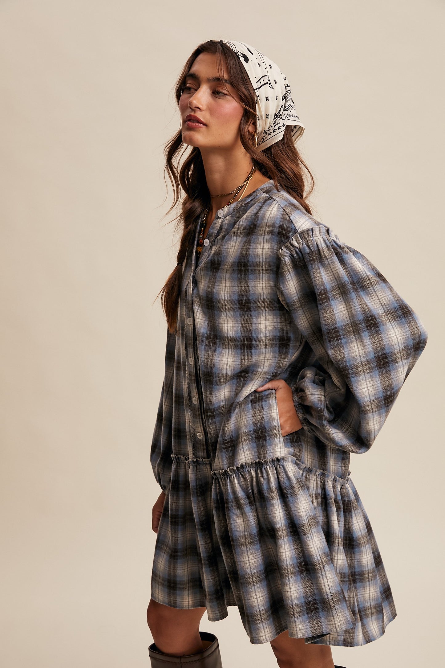 Plaid Drop Waist Mini Dress