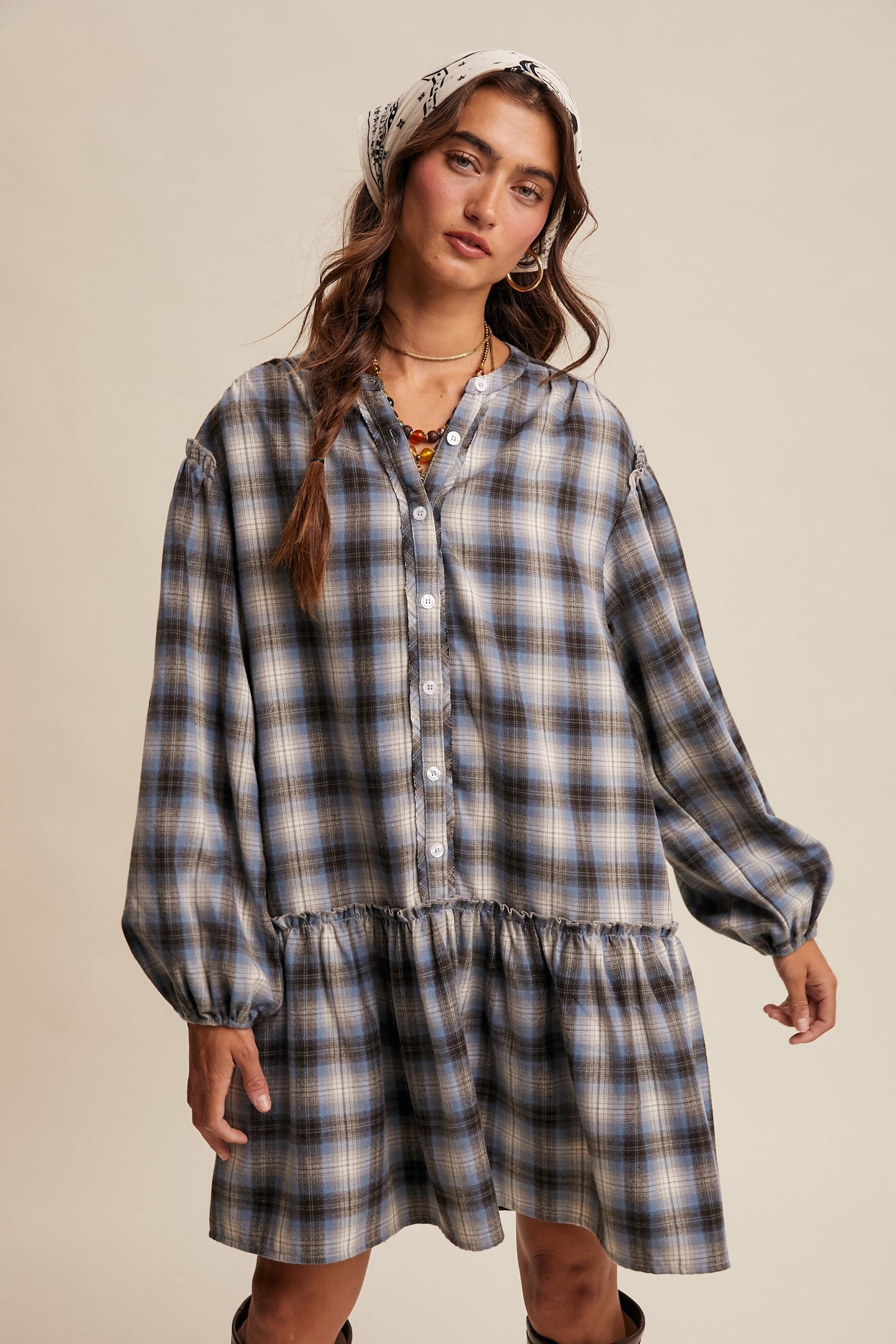 Plaid Drop Waist Mini Dress