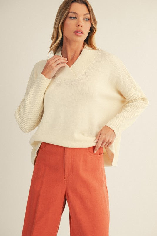 Drop Shoulder Loose Fit Sweater Top