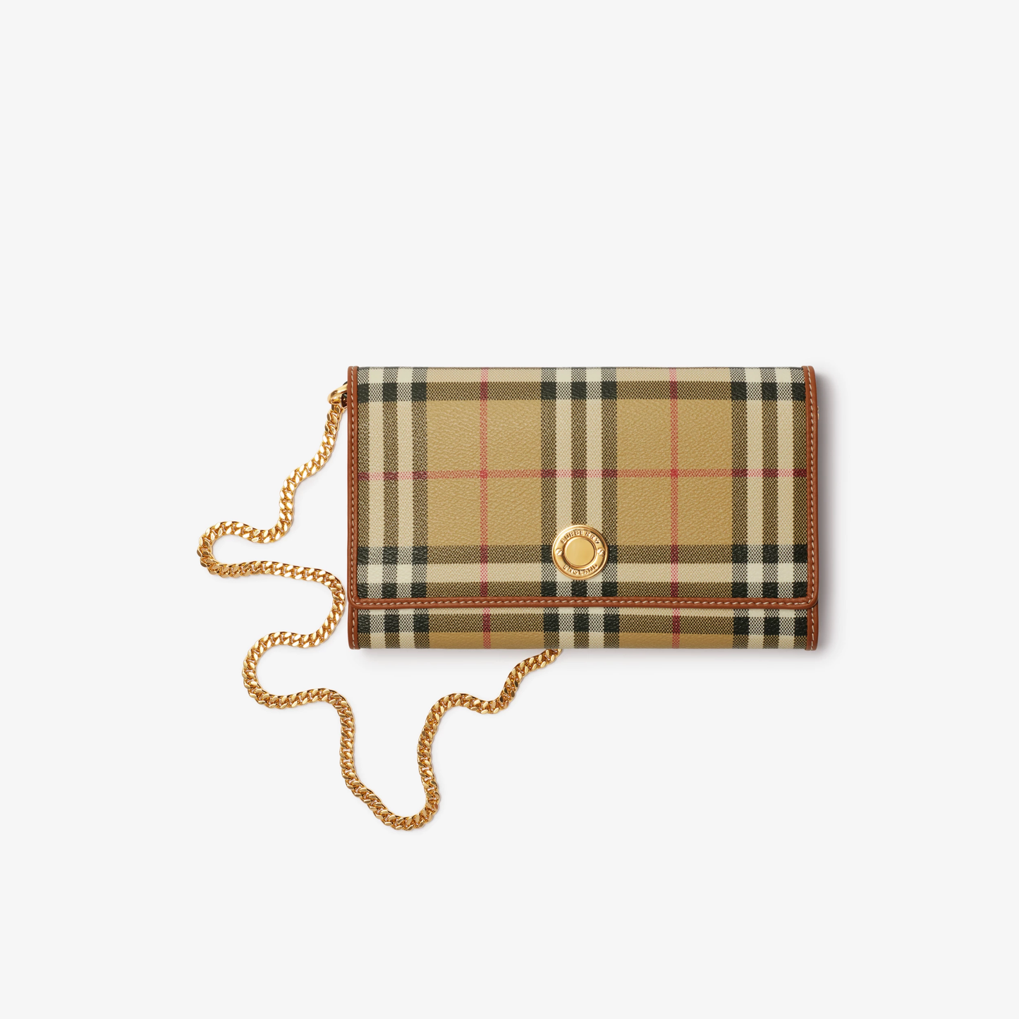 Designer-Inspired Check Chain Strap Wallet Handbag