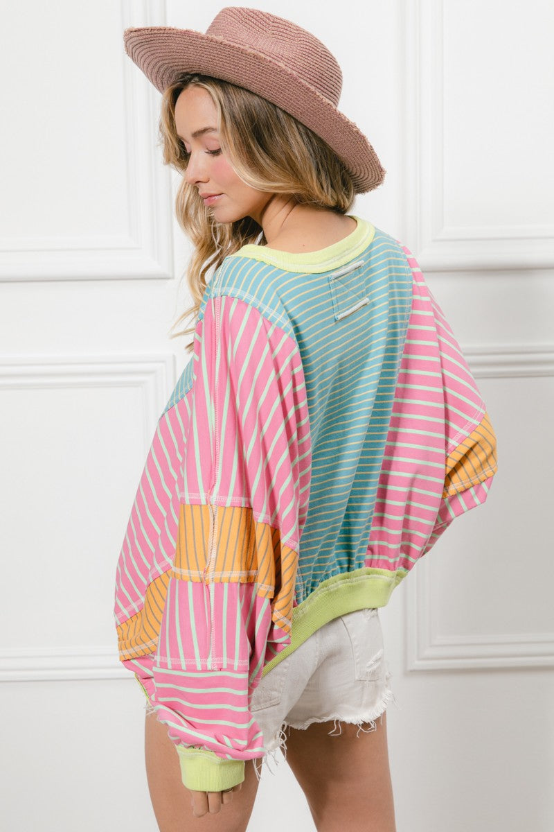 Stripe Mixed and Match Loose Fit Top