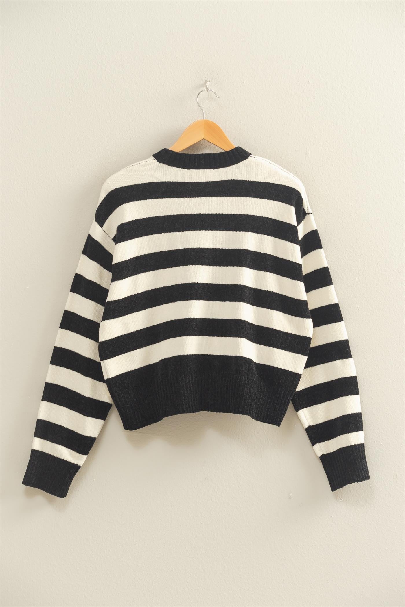 Striped Sweater With Ribbed Edge