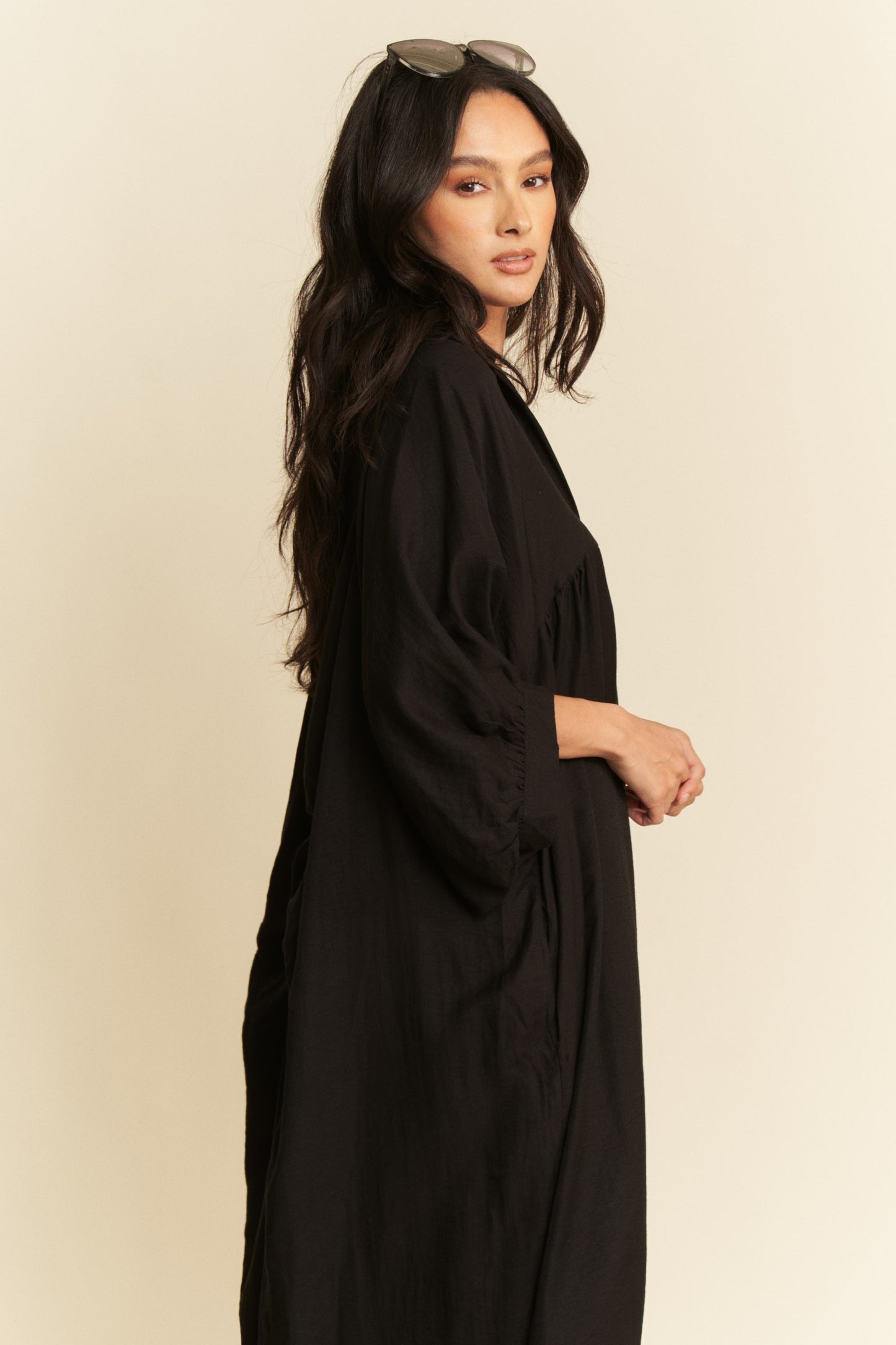 Oversized Hemline Collared Neckline Shirt Dress