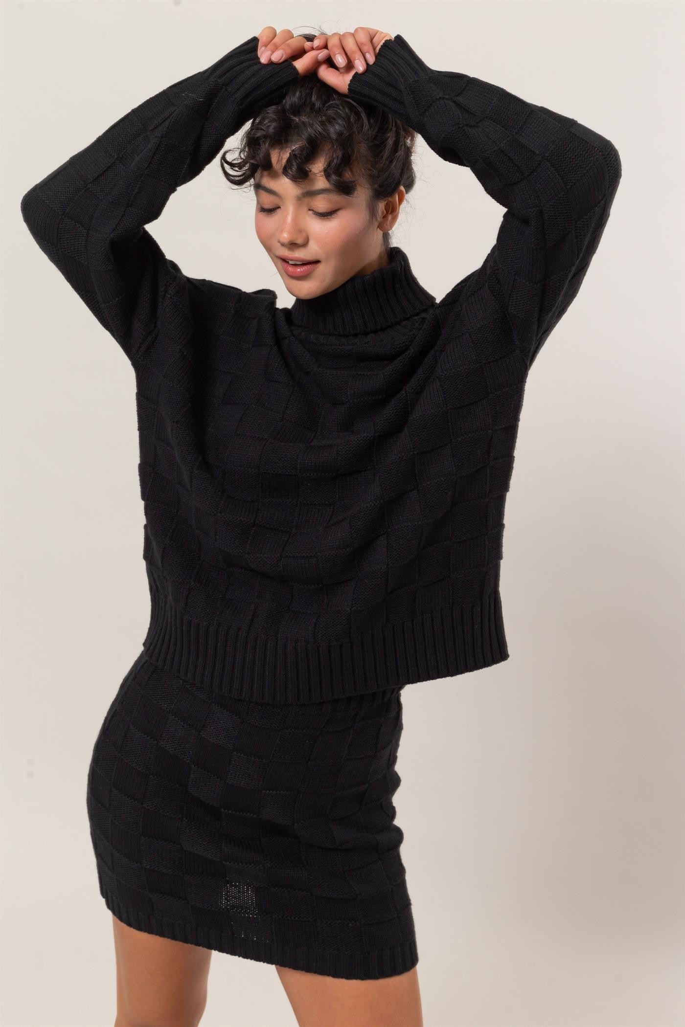 Basketweave Sweater and Skirt Set