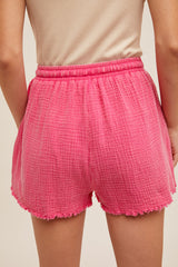 Front Ribbon Tie Fringe Cargo Shorts