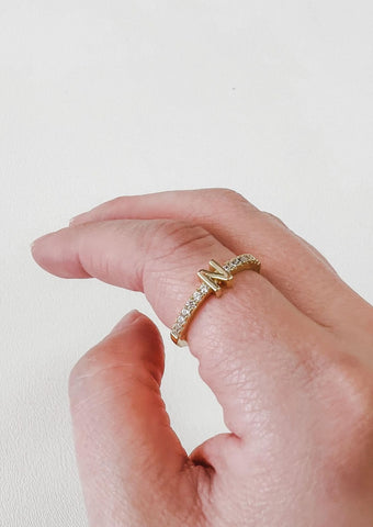 Gold Dainty Initial Ring