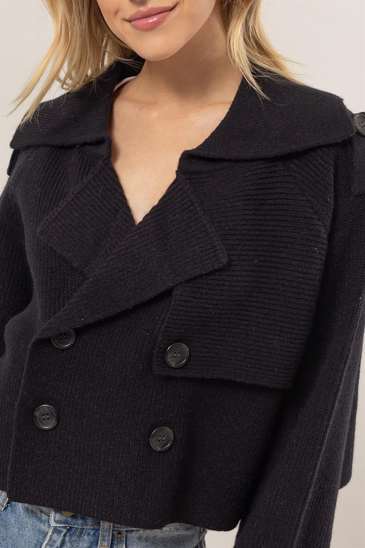 Double Breast Sweater Trench Jacket