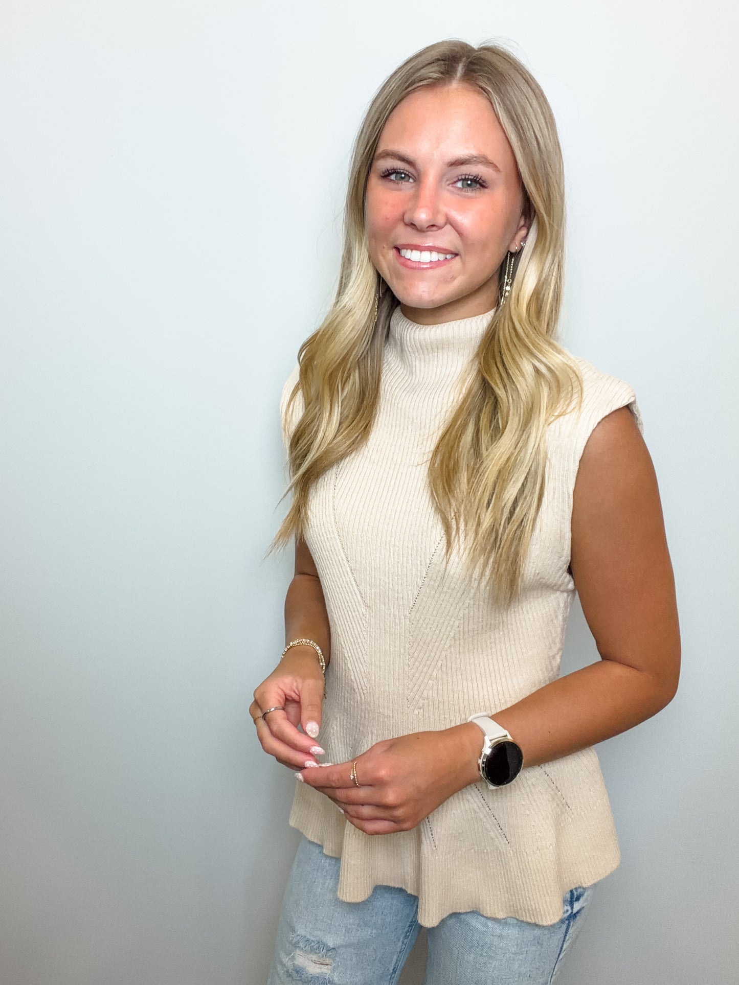 Solid Cap Sleeve Knit Top