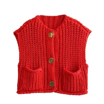 Solid Color Crop Sweater Vest