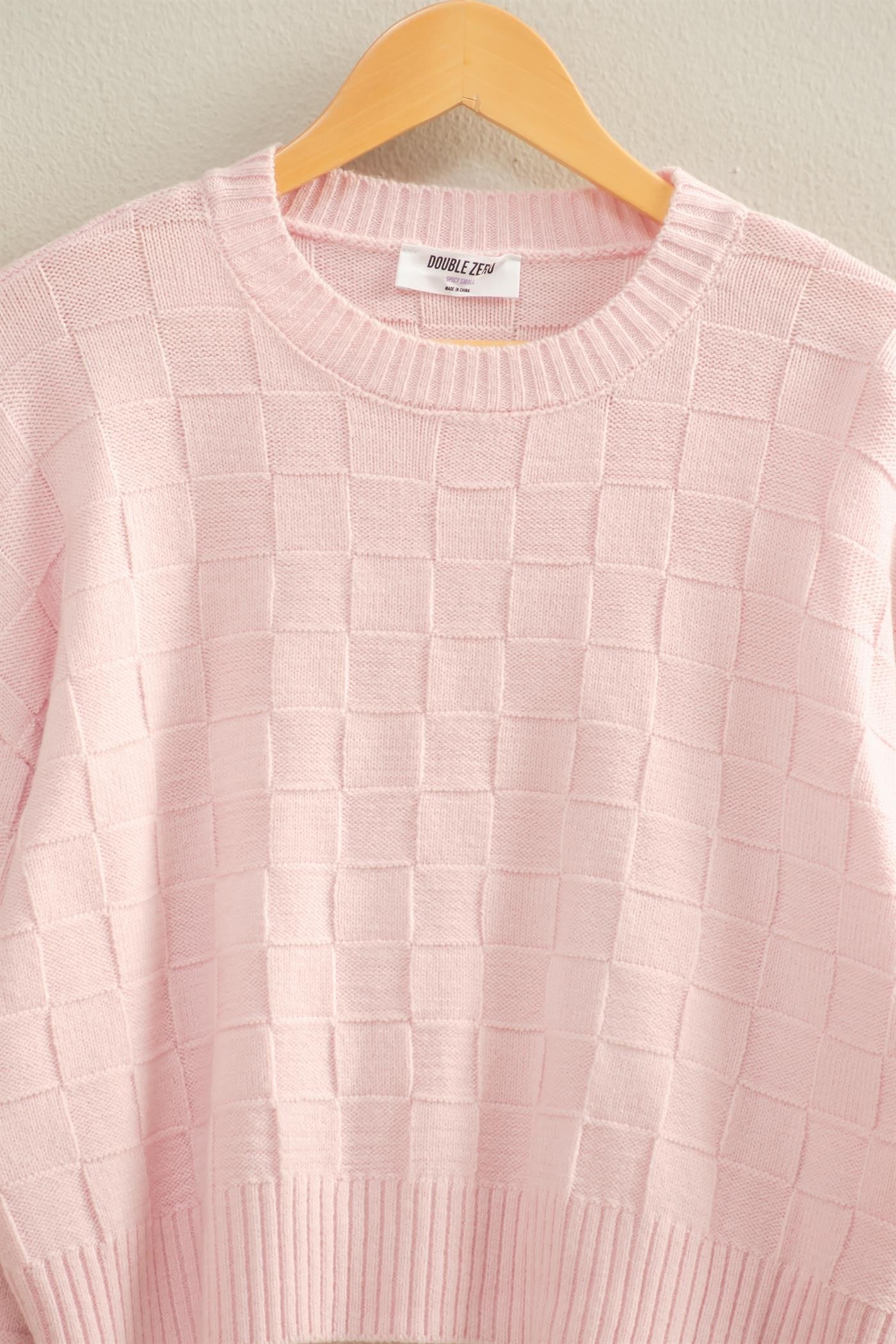 Long Sleeve Square Texture Sweater