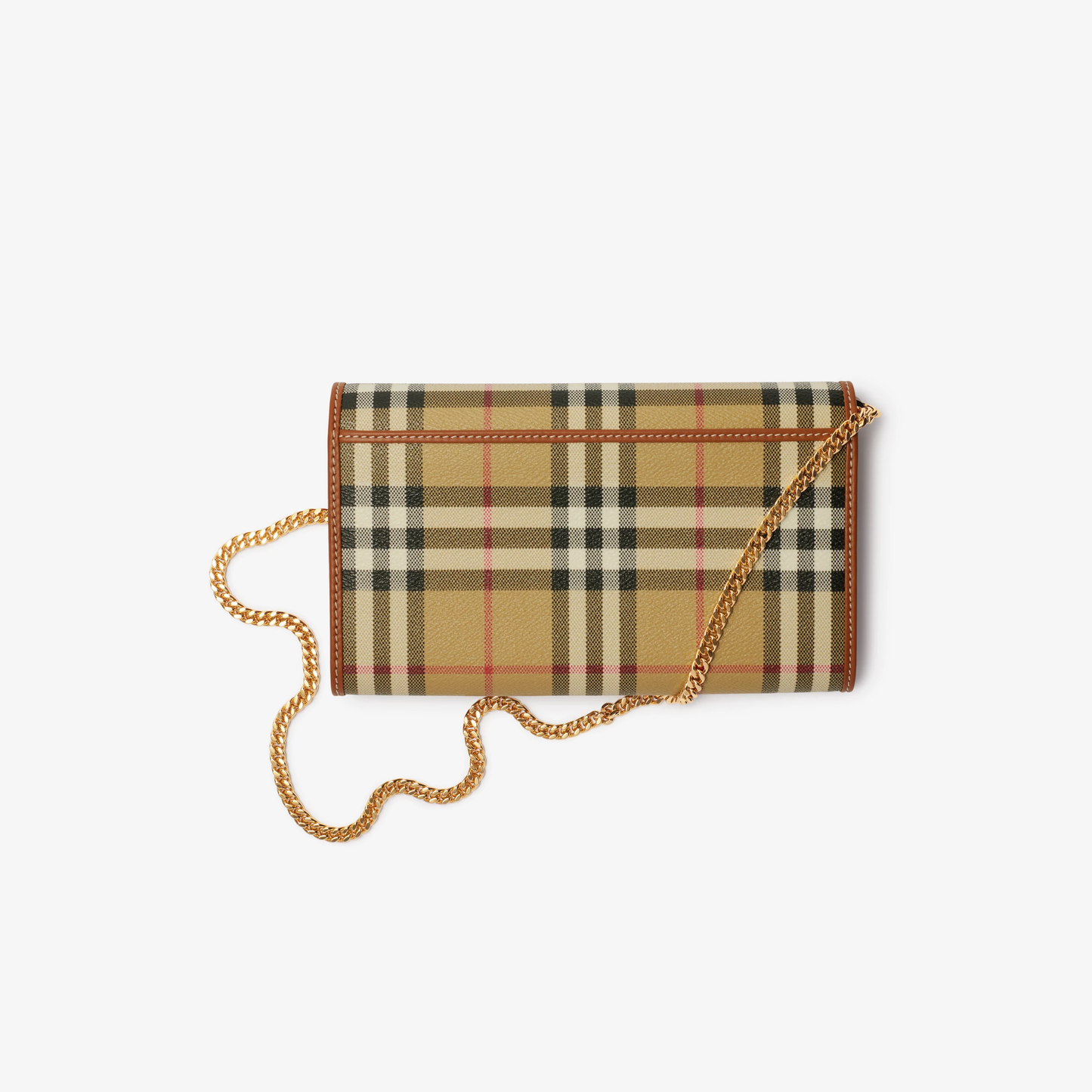 Designer-Inspired Check Chain Strap Wallet Handbag