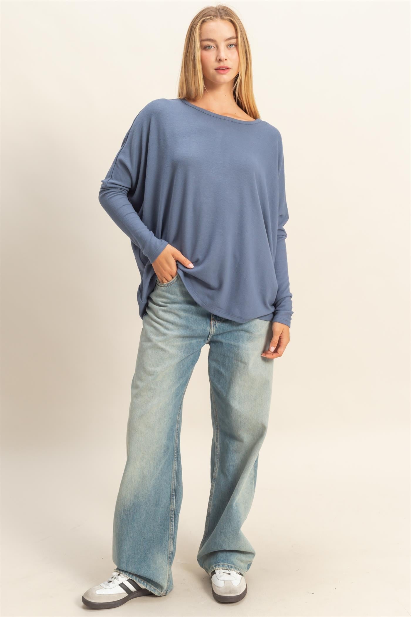 Relaxed Fit Dolman Long Sleeve Top