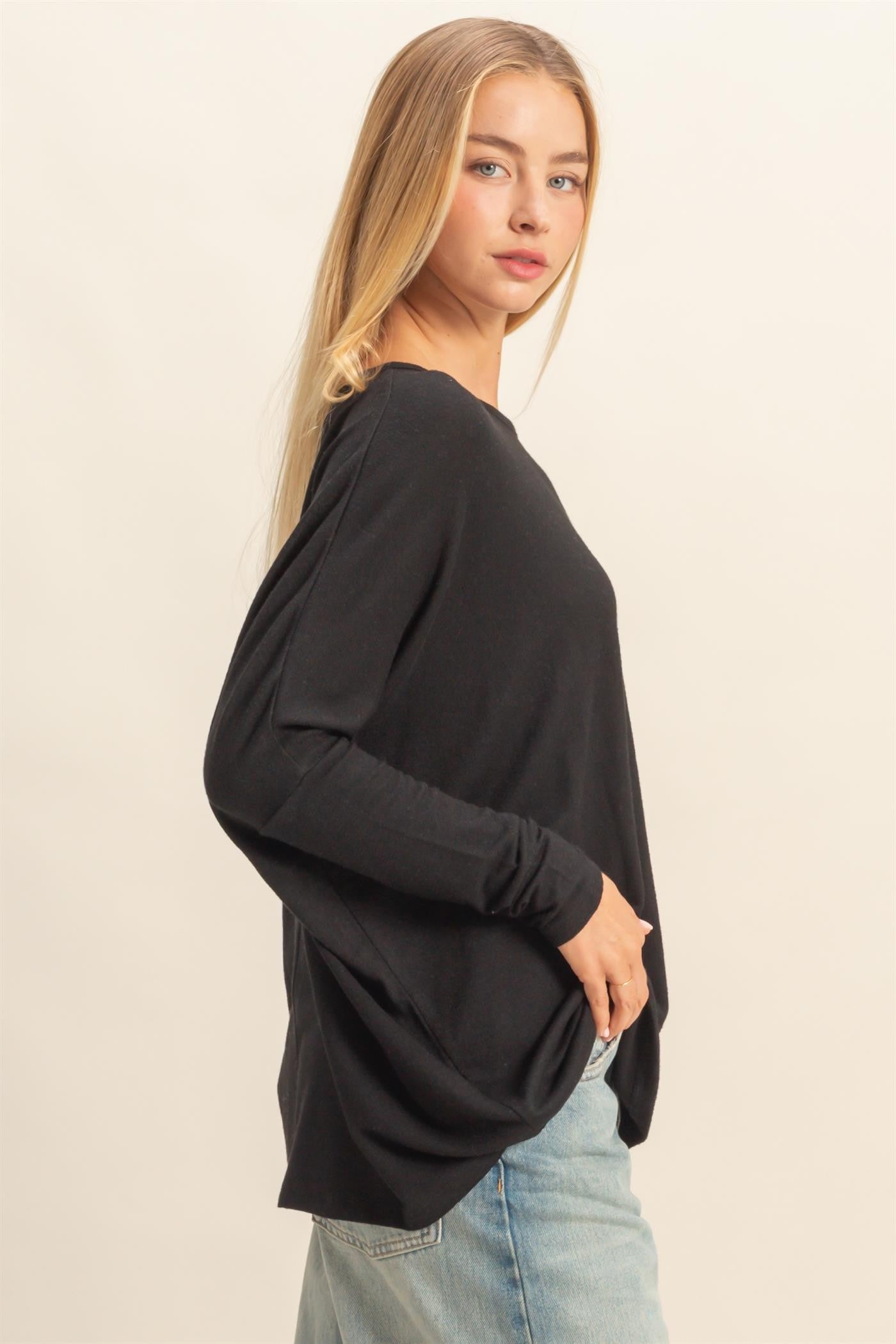 Relaxed Fit Dolman Long Sleeve Top
