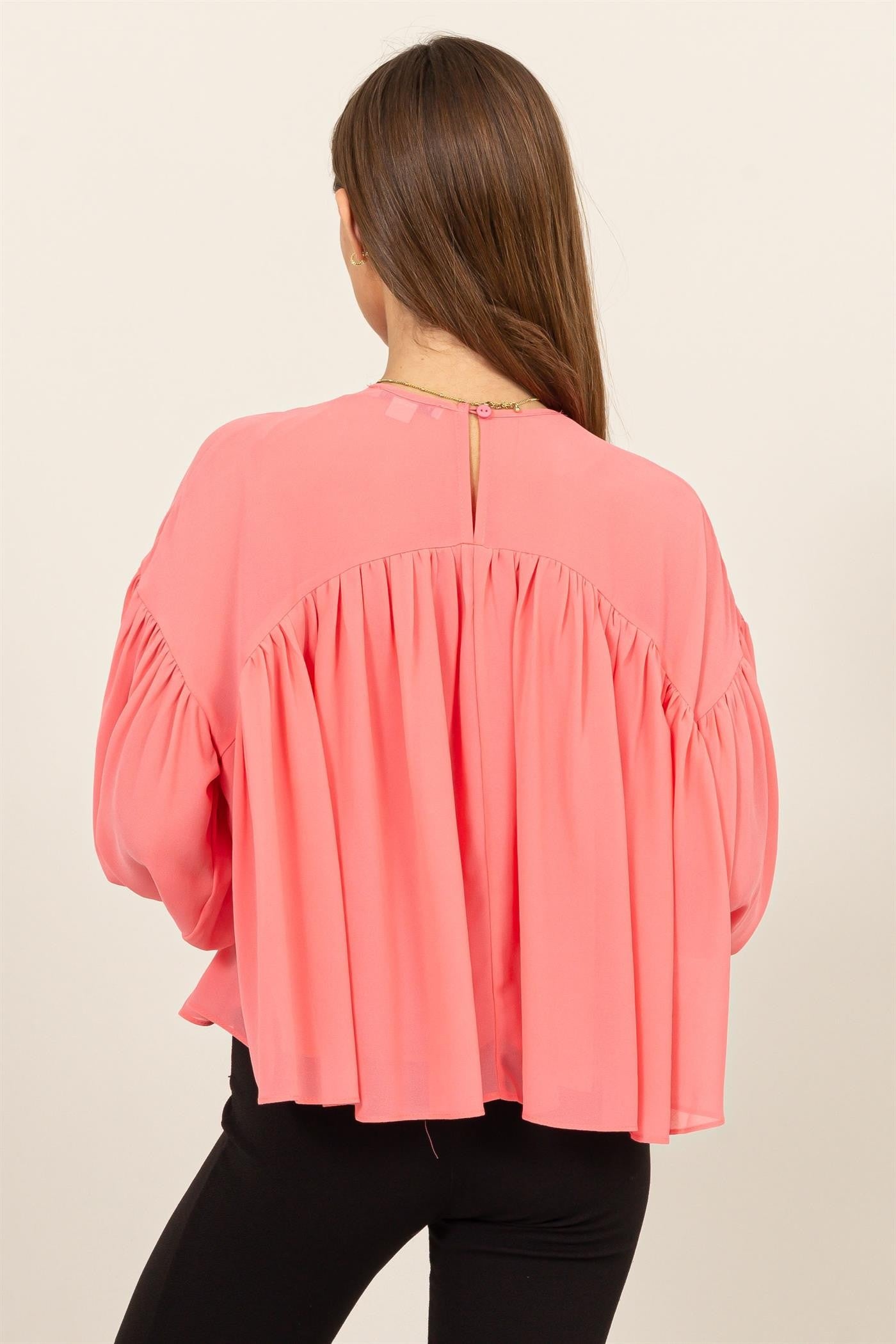 Flowy Blouse With Gathered Cuffs