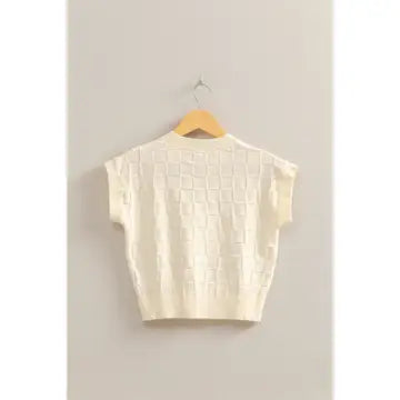 Basketweave Short Sleeve Top