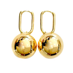 Gold Bead Ball 20mm Earrings