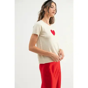 Heart Short Sleeve Sweater