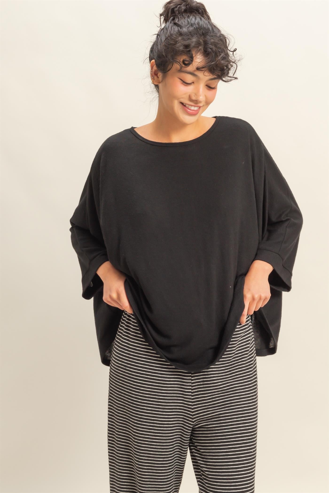 Batwing 3/4 Sleeve Oversized Top