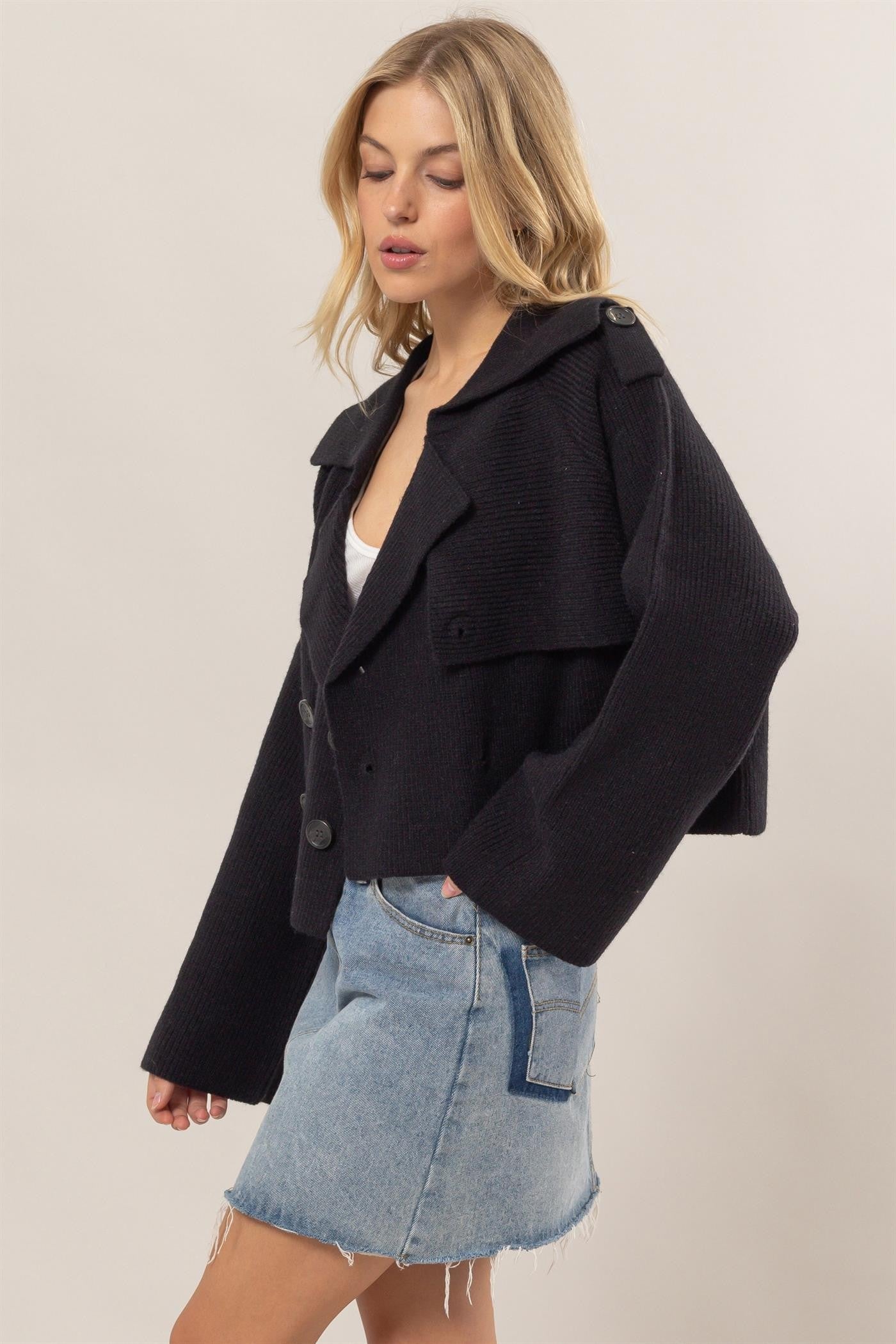 Double Breast Sweater Trench Jacket