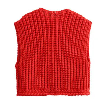 Solid Color Crop Sweater Vest