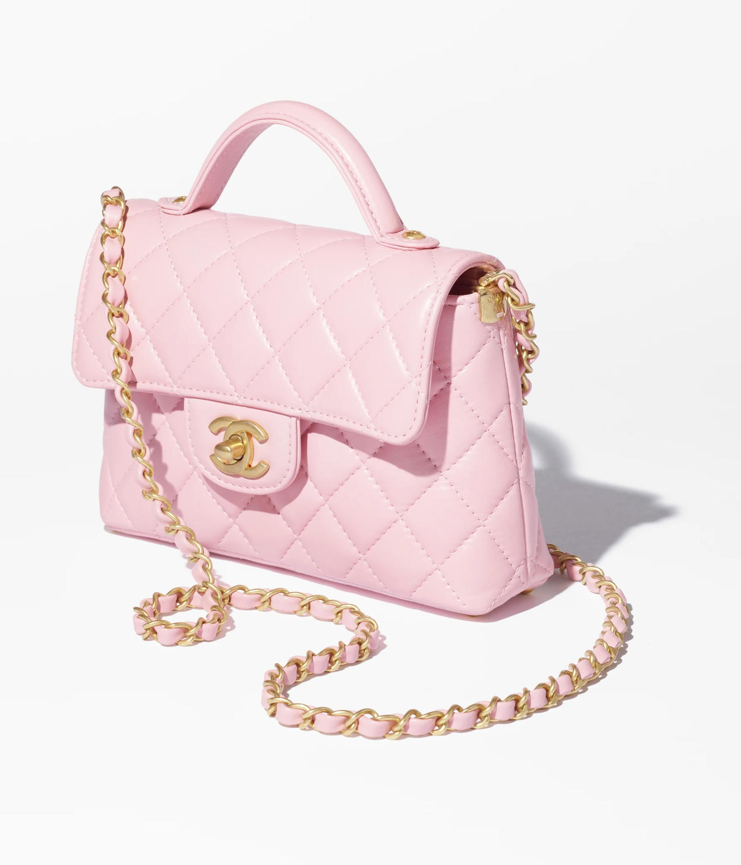 Designer-Inspired Small Flap Top Handle Pink Handbag