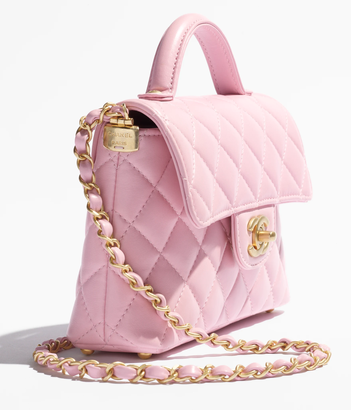 Designer-Inspired Small Flap Top Handle Pink Handbag