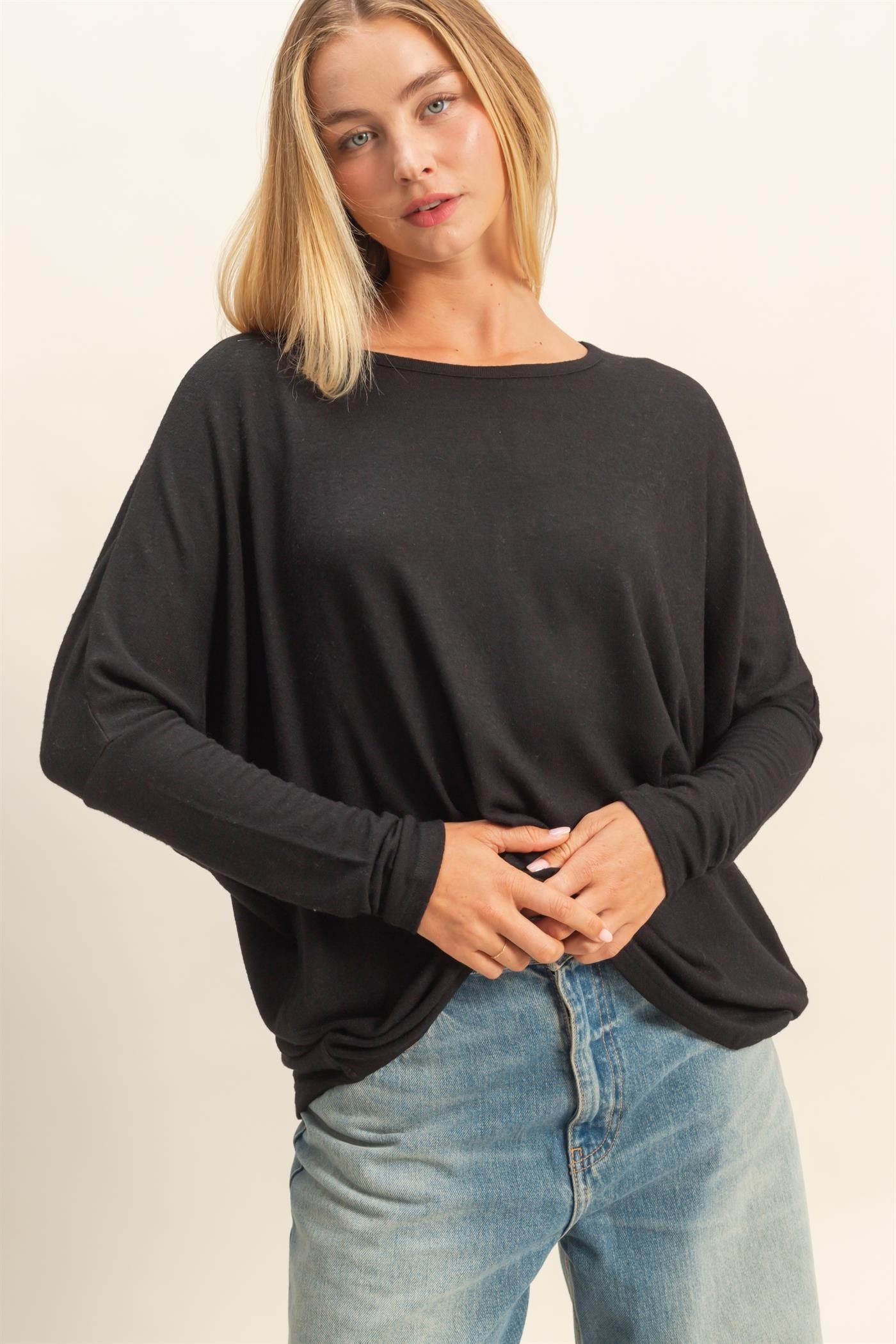 Relaxed Fit Dolman Long Sleeve Top