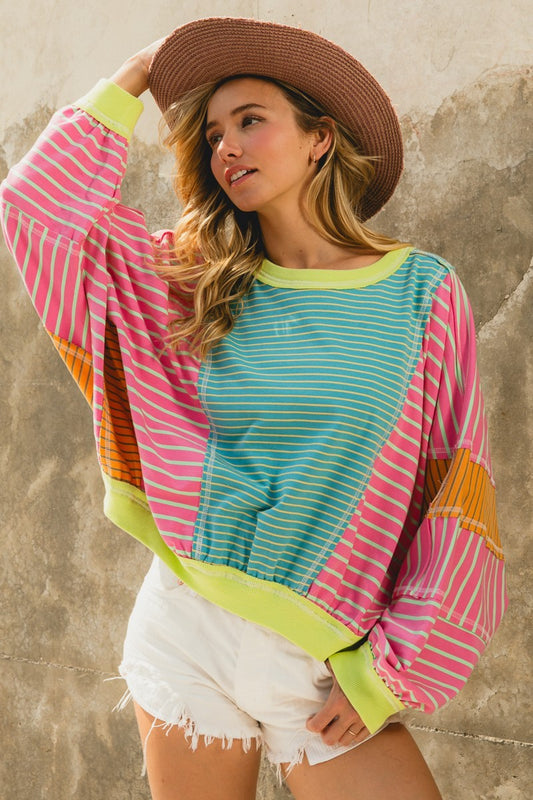 Stripe Mixed and Match Loose Fit Top