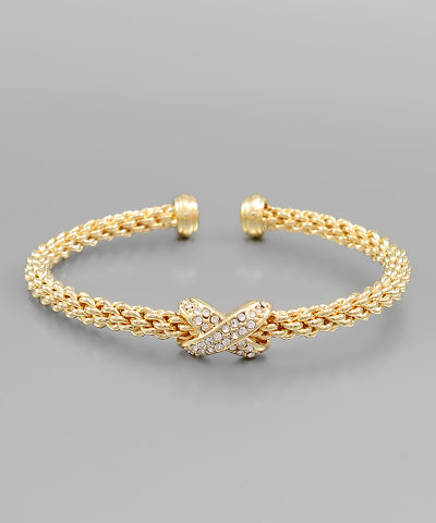 Woven Crisscrossed Crytal Cuff