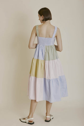 Poplin Colorblock Midi Dress