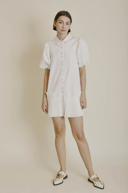 Pleated Hem Mini Shirt Dress