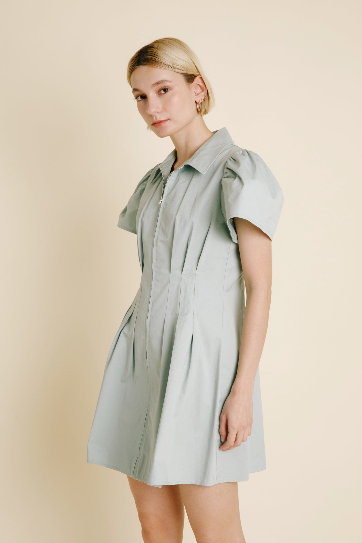 Pleated Utility Mini Dress