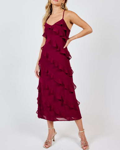 All Invited Ruffle Detail Maxi Dress