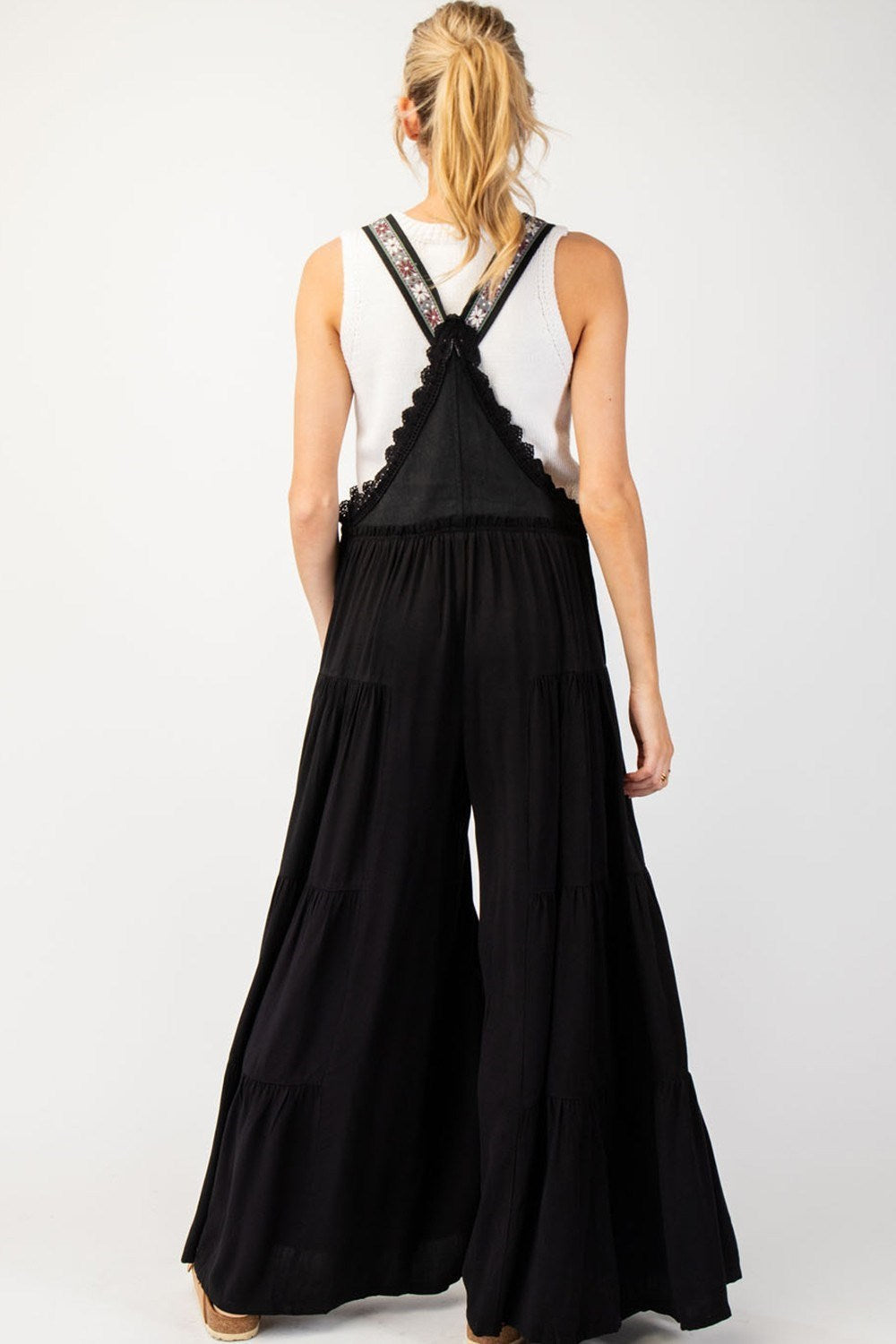 Lace Trim Tiered Jumpsuit