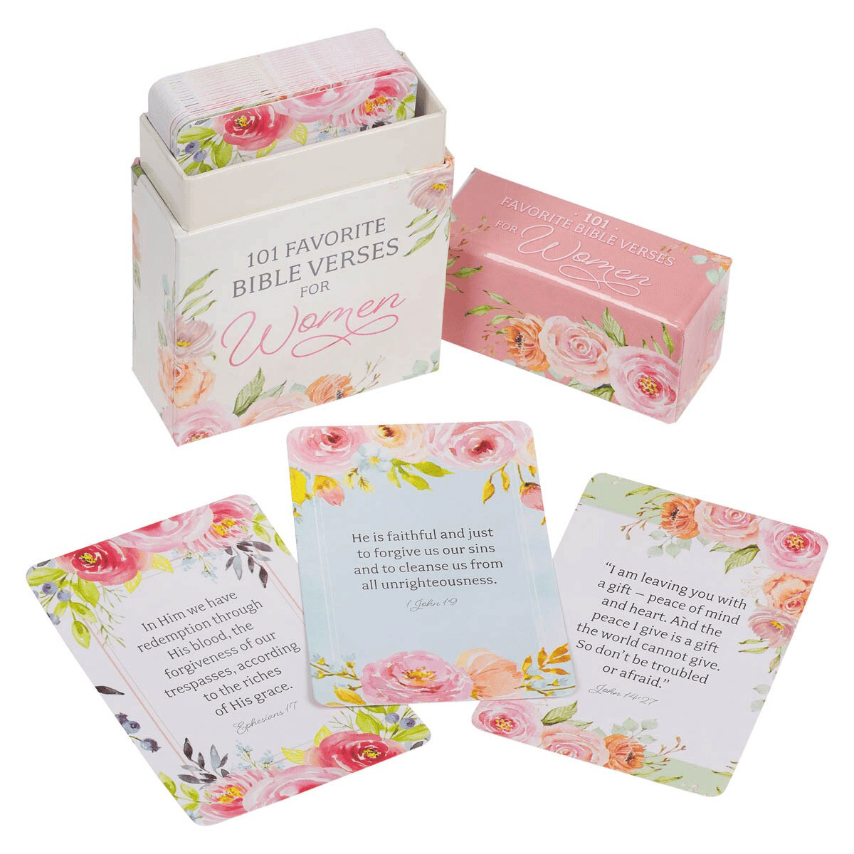 Christian Art Gifts - 101 Favorite Bible Verses for Women Pink Floral Box of Blessings