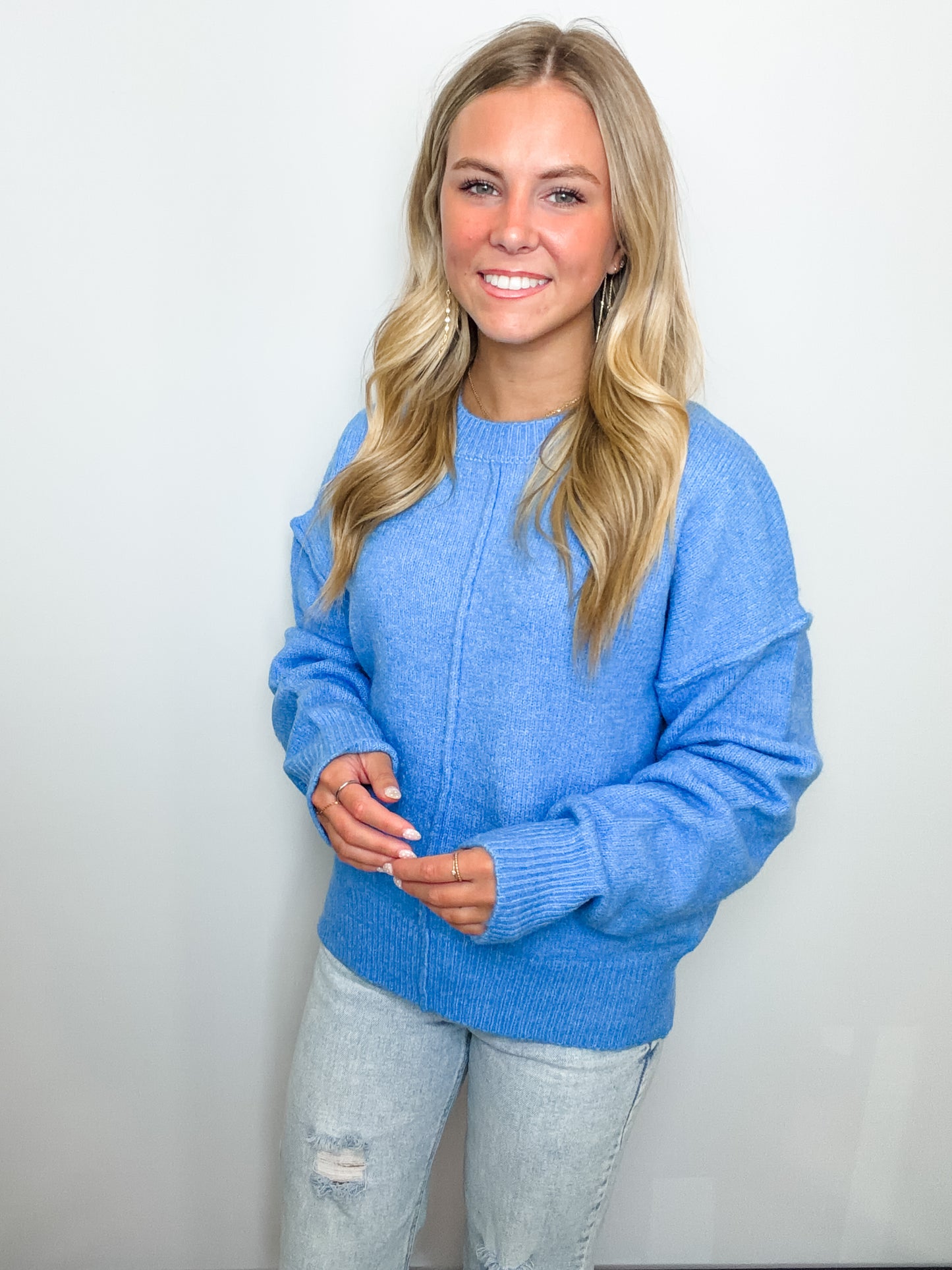 Crew Neck Seam Detail Sweater
