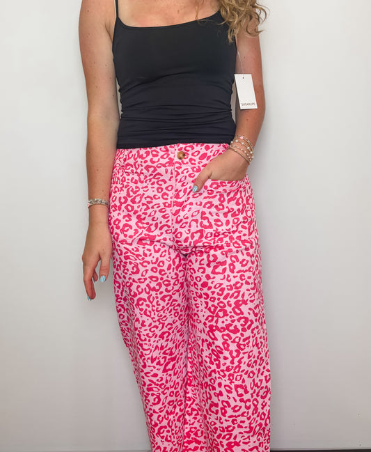 Ankle Cropped Leopard Print Summer Pants