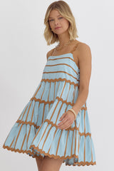 Ric Rac Striped Print Mini Dress