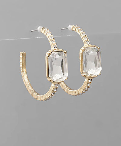 Rectangle Stone Hoops