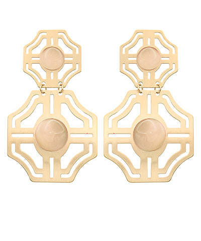 Cutout Stone Dangle Earrings