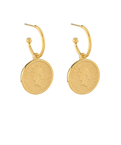 Coin Dangle Open Hoops