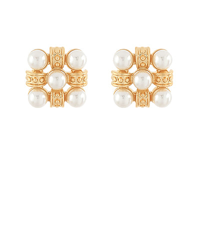 Textured Square Pearl Earrings
