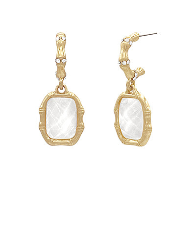 Faceted Stone Bamboo Dangled Earring